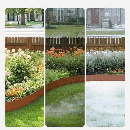 Steel Landscape Edging, 6 Packs 40 x 6 in Weather-Resistant & Pre-Rust Metal Landscape Edging, Bendable Garden Edging Border, Heavy Duty Lawn Edging, Flower Bed Yard Pathway Divider.
