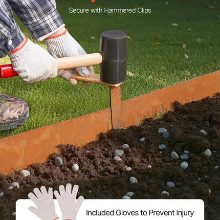 Steel Landscape Edging, 6 Packs 40 x 6 in Weather-Resistant & Pre-Rust Metal Landscape Edging, Bendable Garden Edging Border, Heavy Duty Lawn Edging, Flower Bed Yard Pathway Divider.
