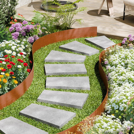 Steel Landscape Edging, 6 Packs 40 x 6 in Weather-Resistant & Pre-Rust Metal Landscape Edging, Bendable Garden Edging Border, Heavy Duty Lawn Edging, Flower Bed Yard Pathway Divider.