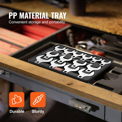 Crowfoot Wrench Set, 1/2" Drive 14-Piece SAE (1-1/16" - 2") Crows Foot Wrench Set with Storage Tray, 40CR Material with Laser Etched Sizing, for Mechanical Maintenance or Repairs.