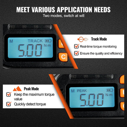 Digital Torque Screwdriver 1/4" Range 2.65-70.67in/lb w/ 0.01N.m Increment.