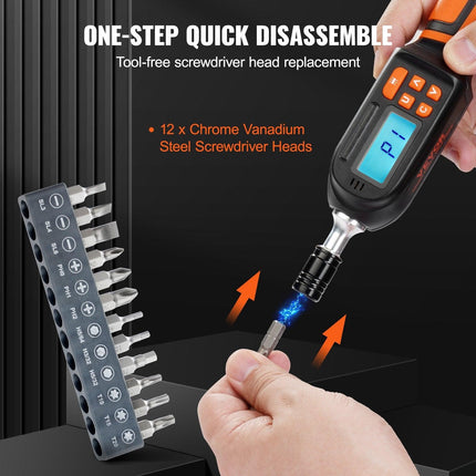 Digital Torque Screwdriver 1/4" Range 2.65-70.67in/lb w/ 0.01N.m Increment.