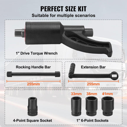 Torque Multiplier, Heavy Duty Torque Multiplier Wrench Set, 1 Inch Drive Lug Nut Wrench Torque Multiplier, 1:58 4800N.m Lug Nut Remover, with 4 Sockets and Storage Case for Truck Trailer RV.
