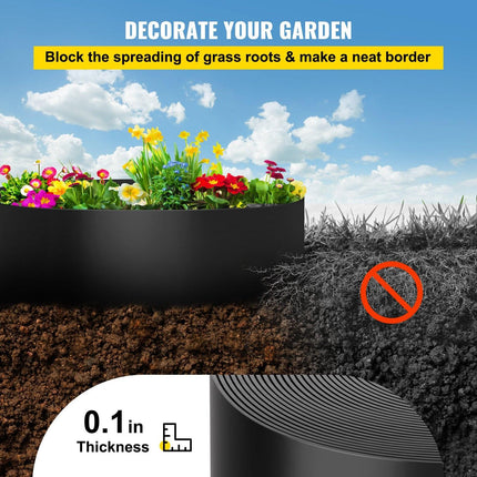 Landscape Edging, 25.4cm Depth 91.44m Total Length, Recycled HDPE Coiled Terrace Board, Flexible Bender Border for Landscaping, Lawn, Garden, Yard, Against Invading Weeds, Black.