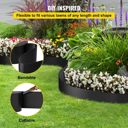 Landscape Edging, 25.4cm Depth 91.44m Total Length, Recycled HDPE Coiled Terrace Board, Flexible Bender Border for Landscaping, Lawn, Garden, Yard, Against Invading Weeds, Black.