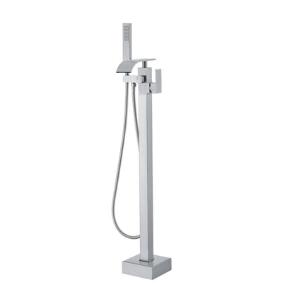 Freestanding Bathtub Faucet, Floor Mount, Freestanding Tub Filler, Shower Mixer Taps, Two Water Modes, Swivel Spout, for Bathing & Showering Pet Bathing Cleaning Drains Toilet Flushing.