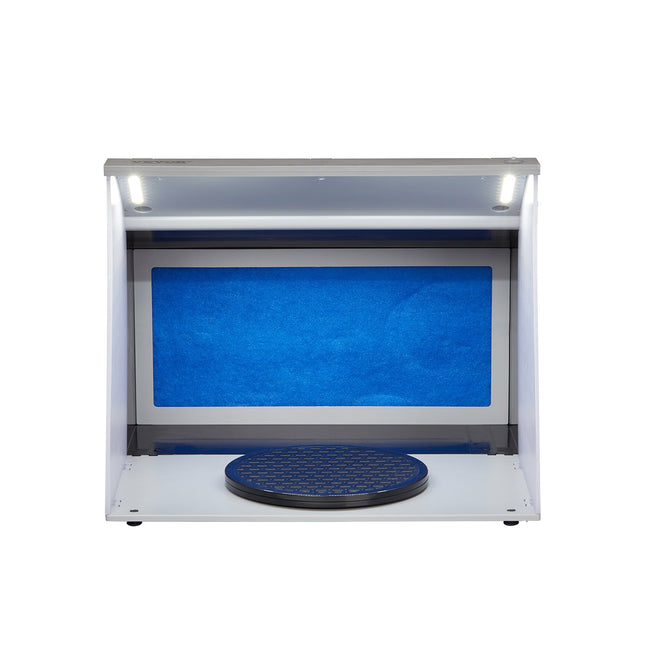 Airbrush Spray Booth, Portable Hobby Airbrush Paint Spray Booth Kit with 4 LED Light, Powerful Dual Exhaust Fans, Turntable and 6 ft Extension Hose, for Painting Models, Arts, Crafts, Cakes.