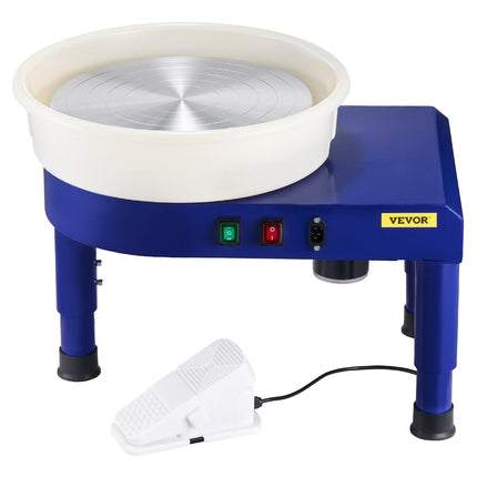 Pottery Wheel, 35 cm Ceramic Wheel Forming Machine, 60-300 RPM Speed Adjustable Foot Pedal, Adjustable Lift Leg, Detachable Basin, Complete Tool Accessory Kit for Work Art Craft DIY, Blue.
