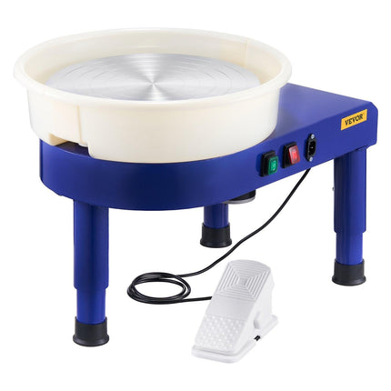 Pottery Wheel, 35 cm Ceramic Wheel Forming Machine, 60-300 RPM Speed Adjustable Foot Pedal, Adjustable Lift Leg, Detachable Basin, Complete Tool Accessory Kit for Work Art Craft DIY, Blue.