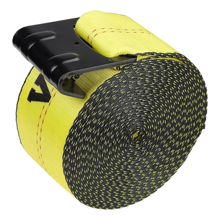 Winch Straps, 10.2 cm x 9.1 m, 2.7T Load Capacity, 8.2T Break Strength, Truck Straps with Flat Hook, Flatbed Tie Downs Cargo Control for Trailers, Farms, Rescues, Tree Saver, Yellow (10 Pack).