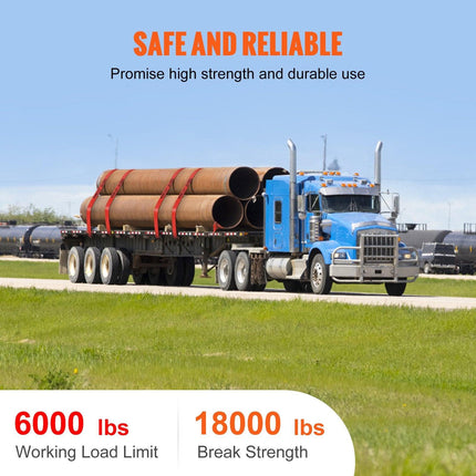 Winch Straps, 10.2 cm x 9.1 m, 2.7T Load Capacity, 8.2T Breaking Strength, Truck Straps with Flat Hook, Flatbed Tie Downs Cargo Control for Trailers, Farms, Rescues, Tree Saver, Red (10 Pack).