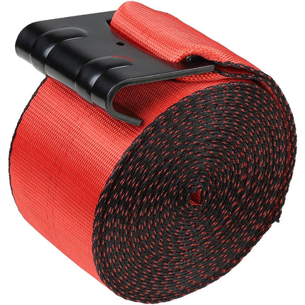 Winch Straps, 10.2 cm x 9.1 m, 2.7T Load Capacity, 8.2T Breaking Strength, Truck Straps with Flat Hook, Flatbed Tie Downs Cargo Control for Trailers, Farms, Rescues, Tree Saver, Red (10 Pack).
