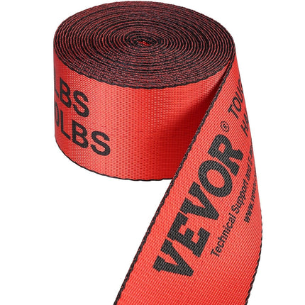 Winch Straps, 10.2 cm x 9.1 m, 2.7T Load Capacity, 8.2T Breaking Strength, Truck Straps with Flat Hook, Flatbed Tie Downs Cargo Control for Trailers, Farms, Rescues, Tree Saver, Red (10 Pack).