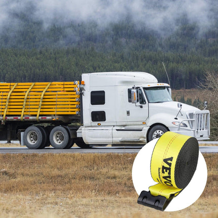 Winch Straps, 10.2 cm x 12.2 m, 2.7T Load Capacity, 8.2T Break Strength, Truck Straps with Flat Hook, Flatbed Tie Downs Cargo Control for Trailers, Farms, Rescues, Tree Saver, Yellow (10 Pack).