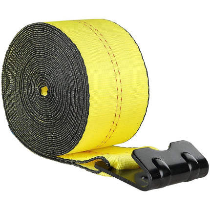 Winch Straps, 10.2 cm x 12.2 m, 2.7T Load Capacity, 8.2T Break Strength, Truck Straps with Flat Hook, Flatbed Tie Downs Cargo Control for Trailers, Farms, Rescues, Tree Saver, Yellow (10 Pack).