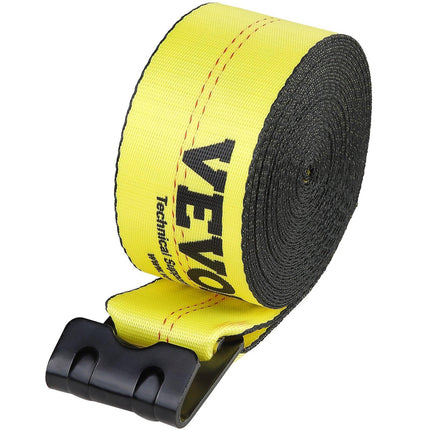 Winch Straps, 10.2 cm x 12.2 m, 2.7T Load Capacity, 8.2T Break Strength, Truck Straps with Flat Hook, Flatbed Tie Downs Cargo Control for Trailers, Farms, Rescues, Tree Saver, Yellow (10 Pack).