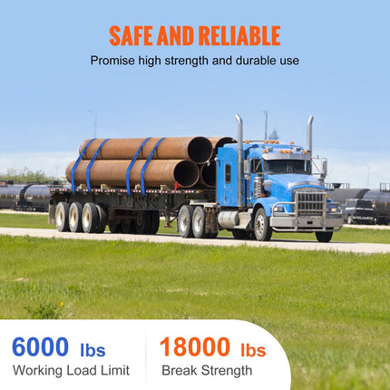 Winch Straps, 10.2 cm x 9.1 m, 2.7T Load Capacity, 8.2T Breaking Strength, Truck Straps with Flat Hook, Flatbed Tie Downs Cargo Control for Trailers, Farms, Rescues, Tree Saver, Blue (10 Pack).
