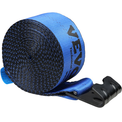 Winch Straps, 10.2 cm x 9.1 m, 2.7T Load Capacity, 8.2T Breaking Strength, Truck Straps with Flat Hook, Flatbed Tie Downs Cargo Control for Trailers, Farms, Rescues, Tree Saver, Blue (10 Pack).