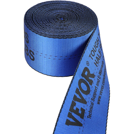 Winch Straps, 10.2 cm x 9.1 m, 2.7T Load Capacity, 8.2T Breaking Strength, Truck Straps with Flat Hook, Flatbed Tie Downs Cargo Control for Trailers, Farms, Rescues, Tree Saver, Blue (10 Pack).