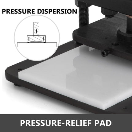 Leather Cutting Machine Double Guiding Shaft Leather Embossing Machine with 260x120mm Upper Platen Max 10 mm Leather Die Cutter Suitable for Photo Paper PVC/EVA Sheet.