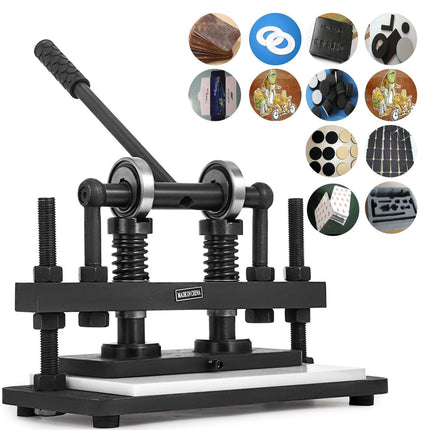 Leather Cutting Machine Double Guiding Shaft Leather Embossing Machine with 260x120mm Upper Platen Max 10 mm Leather Die Cutter Suitable for Photo Paper PVC/EVA Sheet.