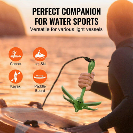 Kayak Anchor Kit, 3.5 lb Paddle Board Anchor Kit with 26.2 ft/8 m Rope and Buoy, Folding Small Boat Anchor with Storage Bag and Snap Hook, Kayak Accessories for Kayaks, Small Boats, Canoes.