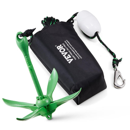 Kayak Anchor Kit, 3.5 lb Paddle Board Anchor Kit with 26.2 ft/8 m Rope and Buoy, Folding Small Boat Anchor with Storage Bag and Snap Hook, Kayak Accessories for Kayaks, Small Boats, Canoes.