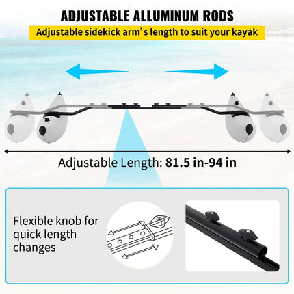 Kayak Outrigger Stabilizer Inflatable Outrigger Float 2PCS PVC w/ Arms Rod.