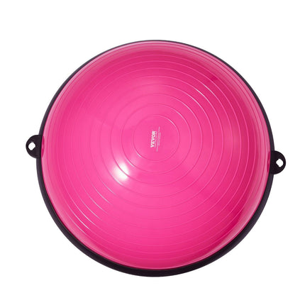 Half Exercise Ball Trainer, 23 inch Balance Ball Trainer, 660lbs Capacity Stability Ball, Yoga Ball with Resistance Bands & Foot Pump, Strength Fitness Ball for Home Gym, Full Body Workout, Pink.
