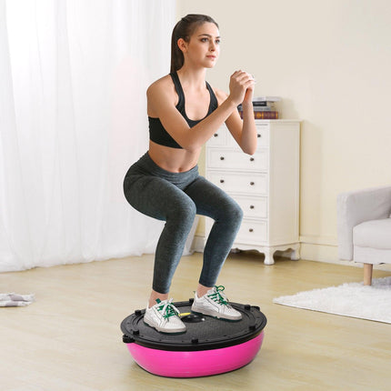 Half Exercise Ball Trainer, 23 inch Balance Ball Trainer, 660lbs Capacity Stability Ball, Yoga Ball with Resistance Bands & Foot Pump, Strength Fitness Ball for Home Gym, Full Body Workout, Pink.