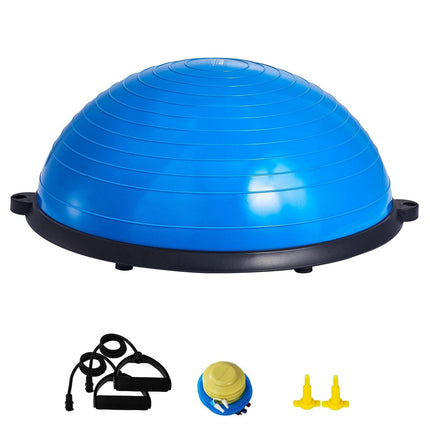 Half Exercise Ball Trainer, 23 inch Balance Ball Trainer, 660lbs Capacity Stability Ball, Yoga Ball with Resistance Bands & Foot Pump, Strength Fitness Ball for Home Gym, Full Body Workout, Blue.