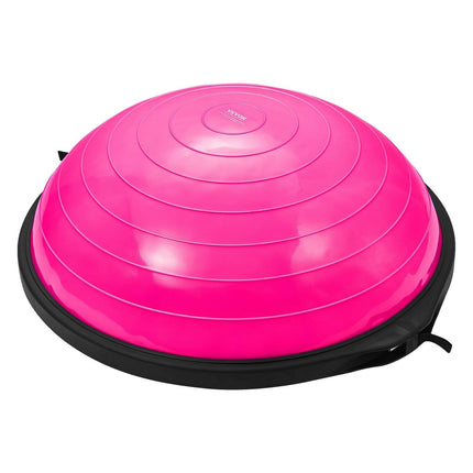 Half Exercise Ball Trainer, 26 inch Balance Ball Trainer, 1500lbs Capacity Stability Ball, Yoga Ball with Resistance Bands & Foot Pump, Strength Fitness Ball for Home Gym Full Body Workout, Pink.