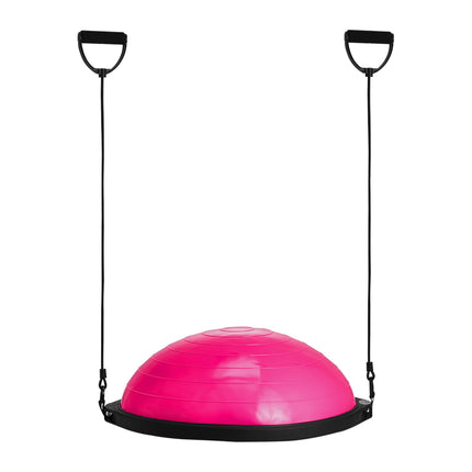 Half Exercise Ball Trainer, 26 inch Balance Ball Trainer, 1500lbs Capacity Stability Ball, Yoga Ball with Resistance Bands & Foot Pump, Strength Fitness Ball for Home Gym Full Body Workout, Pink.