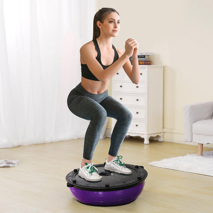Half Exercise Ball Trainer, 23 inch Balance Ball Trainer, 660lbs Stability Ball, Yoga Ball with Resistance Bands & Foot Pump, Strength Fitness Ball for Home Gym, Full Body Workout, Purple.