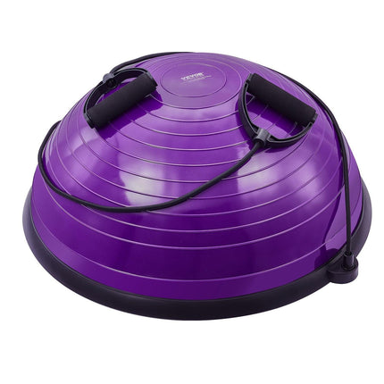 Half Exercise Ball Trainer, 23 inch Balance Ball Trainer, 660lbs Stability Ball, Yoga Ball with Resistance Bands & Foot Pump, Strength Fitness Ball for Home Gym, Full Body Workout, Purple.