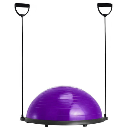 Half Exercise Ball Trainer, 23 inch Balance Ball Trainer, 660lbs Stability Ball, Yoga Ball with Resistance Bands & Foot Pump, Strength Fitness Ball for Home Gym, Full Body Workout, Purple.