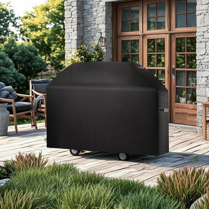 Grill Cover, 63 inch BBQ Covers for Outdoor Grills, Waterproof, Fade Resistant, Weather Resistant Heavy Duty 600D Polyester, Easy On/Off, with Hook-and-Loop Straps, Black.