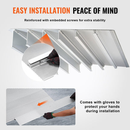 Door Threshold Ramp, 6" Rise, 800 lbs Load Capacity, Door Ramp for Wheelchairs, Aluminum Threshold Ramp for Doorways, Adjustable Modular Threshold Ramp for Wheelchairs, Scooters, Power Chairs.