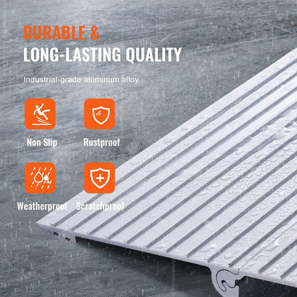Door Threshold Ramp, 6" Rise, 800 lbs Load Capacity, Door Ramp for Wheelchairs, Aluminum Threshold Ramp for Doorways, Adjustable Modular Threshold Ramp for Wheelchairs, Scooters, Power Chairs.