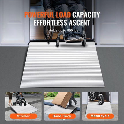Door Threshold Ramp, 6" Rise, 800 lbs Load Capacity, Door Ramp for Wheelchairs, Aluminum Threshold Ramp for Doorways, Adjustable Modular Threshold Ramp for Wheelchairs, Scooters, Power Chairs.