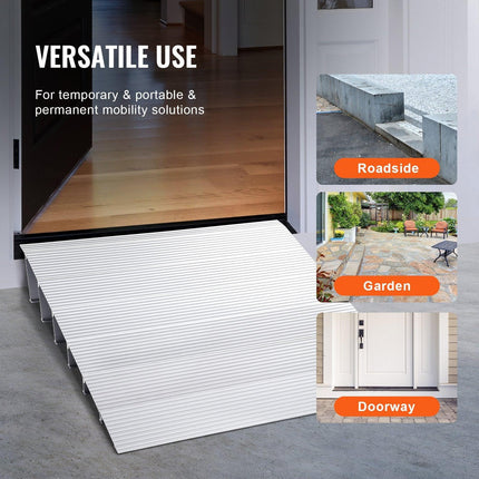 Door Threshold Ramp, 6" Rise, 800 lbs Load Capacity, Door Ramp for Wheelchairs, Aluminum Threshold Ramp for Doorways, Adjustable Modular Threshold Ramp for Wheelchairs, Scooters, Power Chairs.