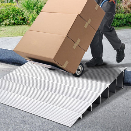 Door Threshold Ramp, 6" Rise, 800 lbs Load Capacity, Door Ramp for Wheelchairs, Aluminum Threshold Ramp for Doorways, Adjustable Modular Threshold Ramp for Wheelchairs, Scooters, Power Chairs.
