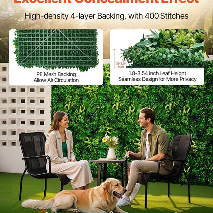 Artificial Grass Wall Panels, 12 PCS 20 x 20 inch, 3D Combination Greenery Boxwood Panel for Indoor Outdoor Green Decor & Ivy Fence Covering, Privacy Backdrop Wall Hedge Screen for Garden.
