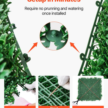 Artificial Grass Wall Panels, 12 PCS 20 x 20 inch, 3D Combination Greenery Boxwood Panel for Indoor Outdoor Green Decor & Ivy Fence Covering, Privacy Backdrop Wall Hedge Screen for Garden.