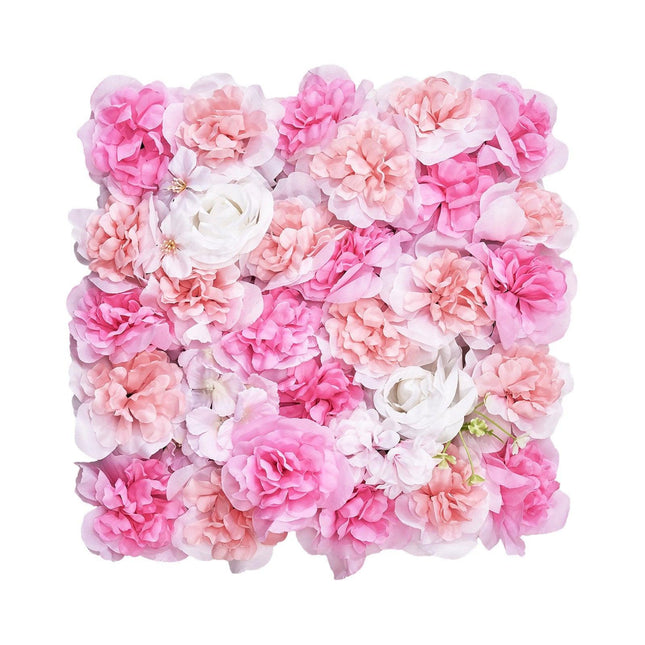 3D Flower Wall Panel, 12 PCS 15 x 15 inch, Artificial Floral Wall Background Mesh Backing Mat,Seamless Design&Easy Installation for Wedding Valentines Day Home Baby Party Backdrop Decor,Pink.