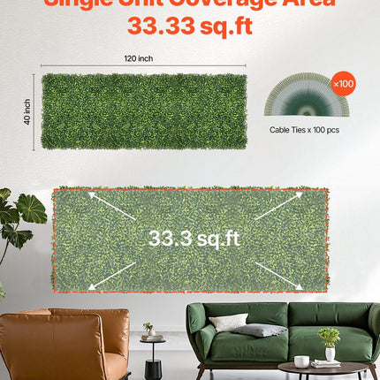 Artificial Grass Wall Panels, 40 x 120 inch, Milan Grass Greenery Boxwood Panel for Indoor Outdoor Green Decor & Ivy Fence Covering, Privacy Backdrop Wall Hedge Screen for Garden.