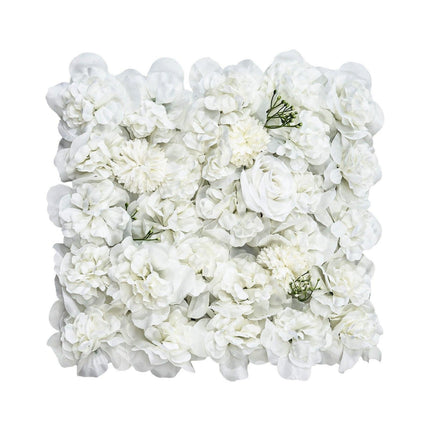 3D Flower Wall Panel, 24 PCS 15 x 15 inch, Artificial Floral Wall Background Mesh Backing Mat,Seamless Design&Easy Installation for Wedding Valentines Day Home Baby Party Backdrop Decor,White.