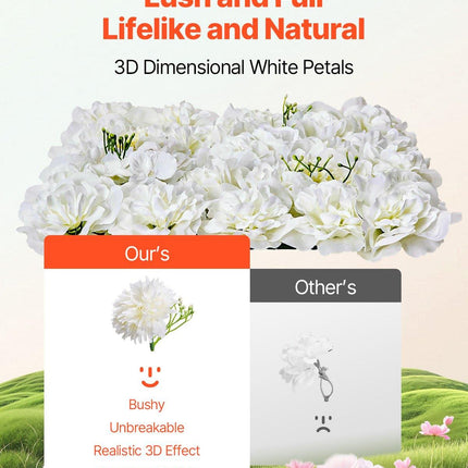 3D Flower Wall Panel, 24 PCS 15 x 15 inch, Artificial Floral Wall Background Mesh Backing Mat,Seamless Design&Easy Installation for Wedding Valentines Day Home Baby Party Backdrop Decor,White.