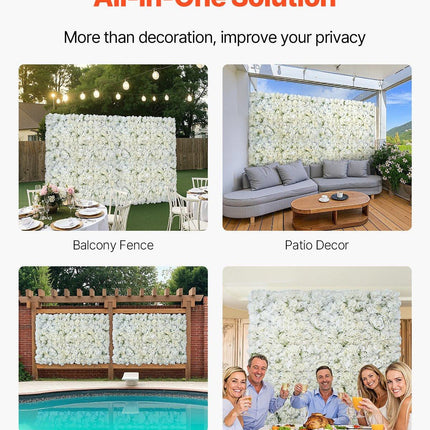 3D Flower Wall Panel, 24 PCS 15 x 15 inch, Artificial Floral Wall Background Mesh Backing Mat,Seamless Design&Easy Installation for Wedding Valentines Day Home Baby Party Backdrop Decor,White.