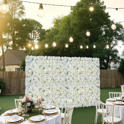 3D Flower Wall Panel, 24 PCS 15 x 15 inch, Artificial Floral Wall Background Mesh Backing Mat,Seamless Design&Easy Installation for Wedding Valentines Day Home Baby Party Backdrop Decor,White.